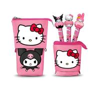 Hello Kitty Playful-Cute Pencil Case + 3 Erasable Gel Pens, Pink, 11.5 x 17 cm