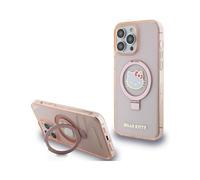 CG MOBILE Hello Kitty HKHMP15XHRSGEP Case for iPhone 15 Pro Max 6.7 Inch Pink Hard Case Ring Stand Glitter Electrop Logo