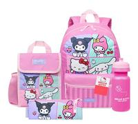 Hello Kitty Sanrio Backpack Set 4 Pcs Girls Water Bottle Pencil Case Insulated Lunch Bag Cinnamoroll Kuromi My Melody Teens Kawaii School Supplies
