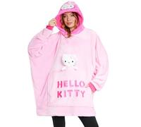 Hello Kitty Sanrio Blanket Hoodie Women Teens Kawaii Oversized Fleece Wearable Blanket Attached Plush Loungewear Anime Gifts (Pink Hello Kitty)