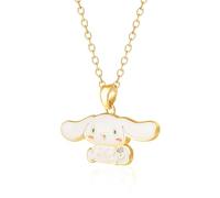 Hello Kitty Sanrio Cinnamoroll 18 Inch 18K Gold Cinnamon Enamel 3D Pendant Necklace for Women Officially Licensed Brass Crystal Brass Crystal