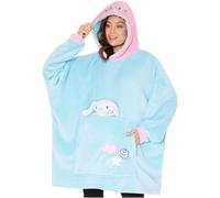 Hello Kitty Sanrio Cinnamoroll Blanket Hoodie Women Teens Kawaii Oversized Fleece Wearable Blanket Plush Loungewear Anime Gifts (Blue Cinnamoroll)