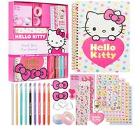 Hello Kitty Sanrio DIY Journal Kits Gifts for Girls Teens, A5 Spiral Notebooks, Sticker Sheets & Accessories, Arts & Crafts Sets Stationary Supplies, Kawaii Anime Gifts (Pink Hello Kitty)