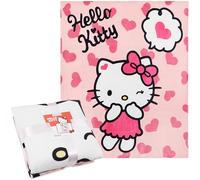 Hello Kitty Sanrio Fleece Bed Blanket 150x130 cm, Cinnamoroll Throw Blanket, Plush Comforter for Travel Sleepovers, Bedroom Decor, Kawaii Gifts (Pink Hello Kitty)