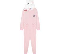 Hello Kitty Sanrio Girls Fleece Onesie with Hood 3D Ears, Loungewear Pyjamas Kawaii Sleepsuit Kids Teens, Anime Gifts for Girls (13-14 Years, Pink Hello Kitty)