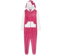 Hello Kitty Sanrio Girls Fleece Onesie with Hood 3D Ears, Loungewear Pyjamas Kawaii Sleepsuit Kids Teens, Anime Gifts for Girls (11-12 Years, Red Hello Kitty)