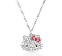 Hello Kitty Sanrio Girls Pave Pendant Necklace 16"+3" - Official License Necklace for Girls Jewelry, Crystal, Crystal