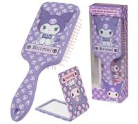 Hello Kitty Detangle Hair Brush for Women, Teenagers, and Girls, Kawaii Hair Accessories - Cute Gifts for Her (Kuromi Brush & Mirror)
