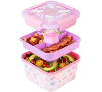 Hello Kitty Sanrio Salad Bento Box, 2L Leakproof Lunch Box with Compartments Topping Tray & Dressing Pot, On the Go Salad Bowl, BPA-Free Meal Prep Food Storage Container with Lid (Multi Hello Kitty)