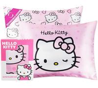 Hello Kitty Satin Pillowcase for Hair Skin Benefits for Girls Teens Women Kawaii 48 x 66cm Cooling Soft Zip Closure Bedroom Decor, Beauty Gifts for Her