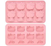 Hello Kitty Silicone molds,Small ice mold,Chocolate tray for Sugarcraft, Birthday Cake Decoration, Gum paste Icing, Candy Chocolate Cupcake Topper Decorating and DIY Baking Tools 8 Cups 2 pack