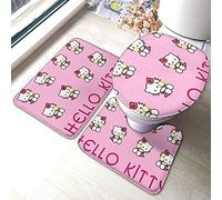 Hello Kitty The Witch 3 Piece Bathroom Rug Set - Bath Mat Set Pedestal Mat-Hello Kitty Eats Ice Cream