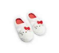 Hello Kitty White Mule Slippers | Fluffy Indoor Footwear with 3D Ears & Bow | Cartoon Character Face Design for Women | Soft Slippers for Home Merch - 3-4 UK