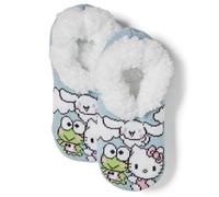 Hello Kitty Women Friends Teddy Fur Slipper Socks, Blue, 9-11