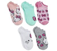 Hello Kitty Women's 5 Pack No Show Ankle Socks, Pink Prim, 8-10 UK