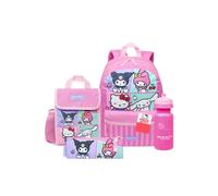 Hello Kitty Women's Backpack 4 Piece Set School Stationary Water Bottle Lunch Bag in Pink Hello Kitty Pink One Size