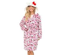 Hello Kitty Womens Fleece Dressing Gown Fleece Hooded Ladies Robe (20-22)