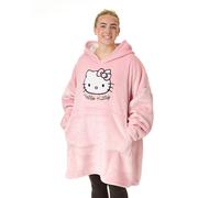 Hello Kitty Womens Pink Character Face Blanket Hoodie (One Size)