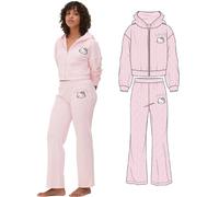 Hello Kitty Women's Velvet Feel Straight Leg Tracksuit in Pink | Size: Medium Hello Kitty Pink M