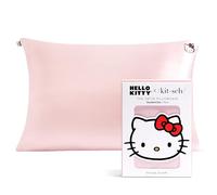 Hello Kitty x Kitsch Satin Pillowcase with Zipper Closure for Hair and Skin, Softer Than Silk Pillow Cases Queen 1 Pack, Smooth Cooling Pillow Covers Standard Size 19x26 Inches, Solid Pink Kitty Face