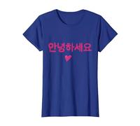 Hello Korean Annyeonghaseyo Word with Heart T-Shirt, Women, Royal Blue, X-Large