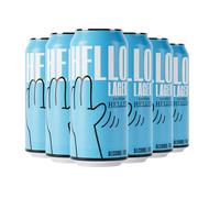 HELLO LAGER | British Helles-Style Lager | Alcohol Free 0.5% ABV | Feel-Good Vibe Blend | Vegan & Gluten Free | 440ml x 6 cans