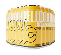 HELLO LAGER | British Helles-Style Lager | Alcohol Free 0.5% ABV | Tangy Lemon + Feel-Good Vibe Blend | Vegan & Gluten Free | 440ml x 12 cans