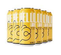 HELLO LAGER | British Helles-Style Lager | Alcohol Free 0.5% ABV | Top with Lemon + Feel-Good Vibe Blend | Vegan & Gluten Free | 440ml x 6 cans