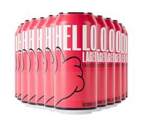 HELLO LAGER | British Helles-Style Lager | Alcohol Free 0.5% ABV | Zesty Grapefruit + Feel-Good Vibe Blend | Vegan & Gluten Free | 440ml x 12 cans