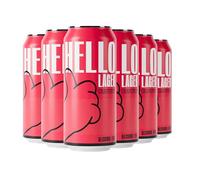 HELLO LAGER | British Helles-Style Lager | Alcohol Free 0.5% ABV | Zesty Grapefruit + Feel-Good Vibe Blend | Vegan & Gluten Free | 440ml x 6 cans