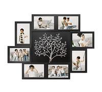 HELLO LAURA - 4x6 Picture Frame Collage Family Tree Picture Frames Wall Decor Display 8 Opening Photos Collage Frame for Wall with Tree Decor for Home Bedroom - Black