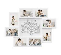 HELLO LAURA - Picture Frame Collage Large Wall Hanging Photo Frames Elegant Tree Collage Frame Gifts for Family Friends 4x6 inch Home Wall Decor Gallery Display (White - Silver Tree)