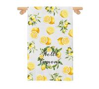 Hello Lemons Kitchen Towel Lemon Fans Gift Fruits Lover Gift Lemon Theme Gift Lemon Flower Gift Dish Towel Italy Gift (Hello lemons T 2UK)