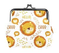 Hello Lion Animal Coin Purse Kiss Lock Change Purse Vintage Trinkets Pouch