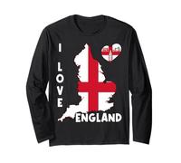 Hello London I Love England Map Flag Proud English Daddy Mom Long Sleeve T-Shirt