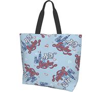Hello London Pattern Tote Bag Large Casual Women Shoulder Handbags Reusable Grocery Bags for Work Shopping Travel Beach