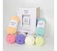 Hello Love Blanket Yarn Gift Box 6 Balls x 50g Each Pastel Colours | Yarn for Crochet/Knitting 195m
