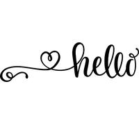 Hello Love Heart Swirl Vinyl Decal Sticker for Car/Window/Wall (Black Matt)