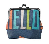 Hello Love Women's Leather Coin Purse, Small Change Pouch with Kiss-Lock Clasp Closure Buckle Wallet for Girl Gift