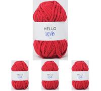 HELLO LOVE Yarn, Rose Red, 100g (Pack of 4)