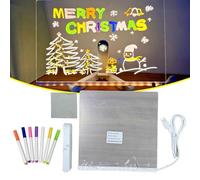 Hello Luno Magic Board, Helloluno LED Drawing Panel, Helloluno Magicboard with Holder and 7 Colors Pen, Message Doodle Pad Writing, Acrylic Dry Erase Panel for Office (S: 5.9 * 5.9 in)