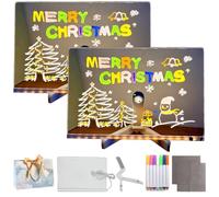 Hello Luno Magicboard, Helloluno LED Drawing Board, Kivvy Magic Board, LED Drawing Magic Board Light Up for Kids, Acrylic Message Doodle Boards with 7 Pens for Children's Day (M(20*20cm/7.8*7.8in)*2)