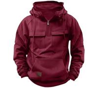 Hello MrLin Cargo Hoodies For Men UK Tactical Sweatshirt Zip Up Hoodies Workout Gym Men Fashion Outdoor Work Hoodie Sweatshirts for men Red