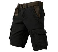 Hello MrLin Cargo Shorts Men Cotton Stretch Baggy Work Shorts Vintage Summer Outdoor Casual Mens Cargo Shorts with Pockets Black