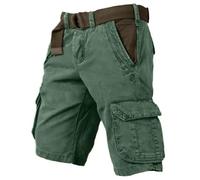 Hello MrLin Cargo Shorts Men Cotton Stretch Baggy Work Shorts Vintage Summer Outdoor Casual Mens Cargo Shorts with Pockets Army Green