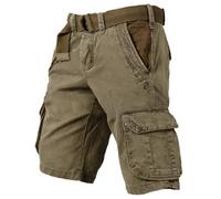 Hello MrLin Cargo Shorts Men Cotton Stretch Baggy Work Shorts Vintage Summer Outdoor Casual Mens Cargo Shorts with Pockets Khaki