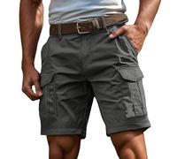 Hello MrLin Cargo Shorts Men Summer Cotton Casual Work Shorts Stretch Outdoor Baggy Mens Cargo Shorts with Multi Pockets(no Belt) Dark Gray