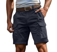 Hello MrLin Cargo Shorts Men Summer Cotton Casual Work Shorts Stretch Outdoor Baggy Mens Cargo Shorts with Multi Pockets(no Belt) Dark Blue