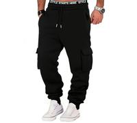 Hello MrLin Joggers for Men UK Casual Drawstring Baggy Sweatpants Stretch Waist Gym Workout Tracksuit Bottoms Men with Pocket Black