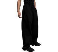 Hello MrLin Joggers for Men UK Cotton Baggy Wide Leg Sweatpants Men Casual Stretch Drawstring Gym Running Tracksuit Bottoms Black